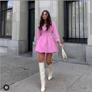 Zara Pink Shirt Dress with Smocked Waist Size M
